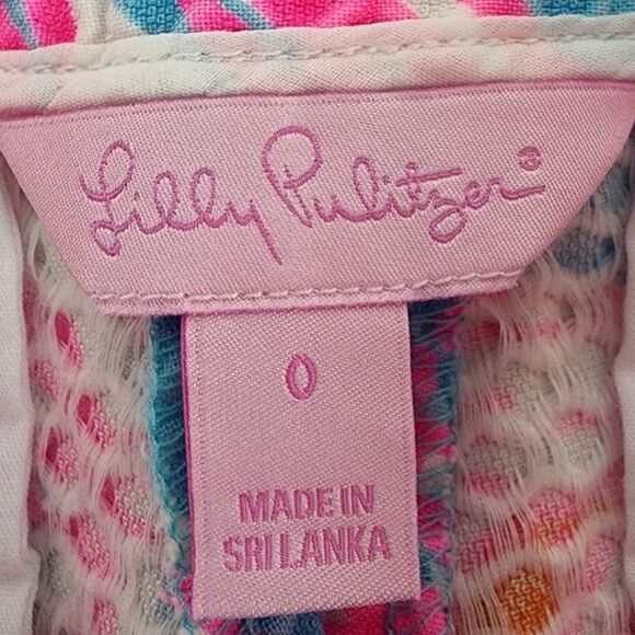 LILLY PULITZER WOMEN'S ADIE SHORTS  TEXTURED SHORELY BLUE FEELING TANKED SIZE 0 - Picture 4 of 5